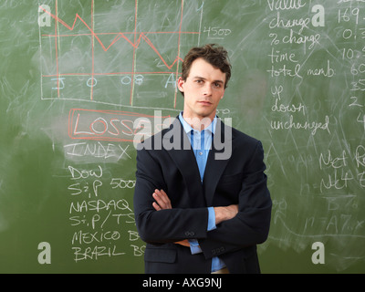 Imprenditore della parte anteriore di Blackboard Foto Stock