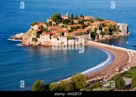 Sveti Stefan, Riviera di Budva, Montenegro Foto Stock