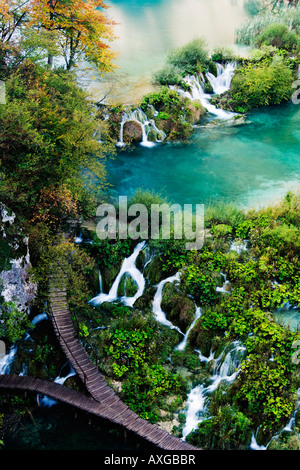 Le cascate inferiori, il Parco Nazionale dei Laghi di Plitvice, Croazia Foto Stock