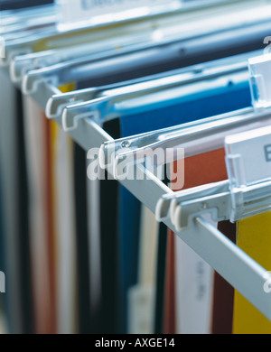 I file di documenti organizzati finanziare il sistema di archiviazione depositata fatture home office debito organizzata di documenti cartacei Foto Stock