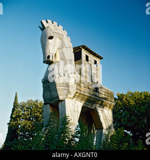 Replica del legno famoso cavallo di Troia credeva di essere un souvenir da un set cinematografico in Turchia Foto Stock