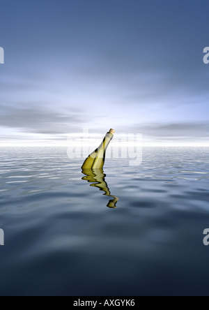 Un messaggio in bottiglia Flaschenpost Foto Stock