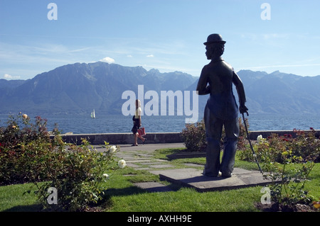 Charlie Chaplin statua in Vevey Foto Stock