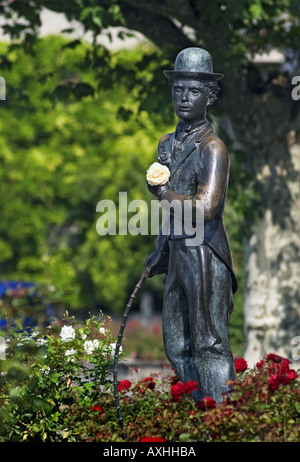 Charlie Chaplin statua in Vevey Foto Stock