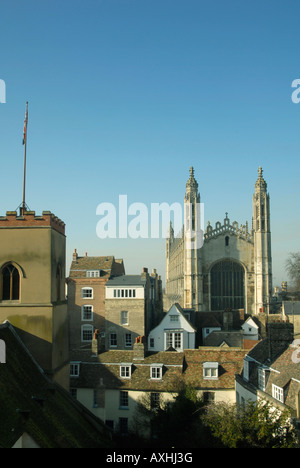 Vista sul centro di Cambridge verso est anteriore del King s College Foto Stock