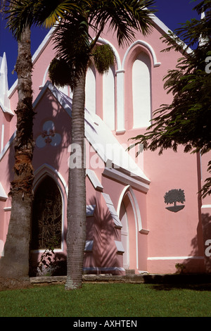 Chiesa di rosa e palme, Bermuda Foto Stock