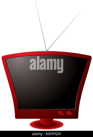 In stile retrò illustrazione tv con antenna di metallo in rosso Foto Stock