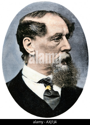 Charles Dickens. Colorate a mano i mezzitoni di una fotografia Foto Stock
