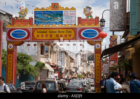 Anno Nuovo Cinese decorazioni, Chinatown, Melaka. Malaysia. Foto Stock