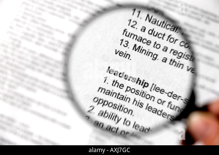 Guardando alla parola di leadership Foto Stock