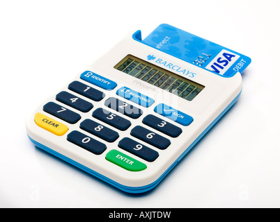 Barclays Bank Pin Sentry con chip e pin debit card reader che genera un numero casuale per evitare di online banking frode Foto Stock