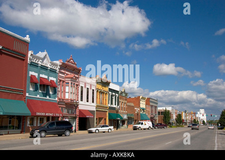 Strada principale con negozio di fronte ad Ottawa in Kansas Foto Stock