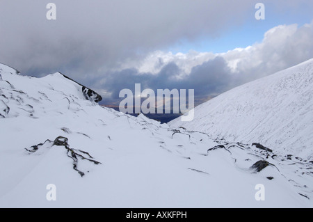 Vedute dal Ben Nevis mountain range in Southern Highlands della Scozia 13 03 2008 Foto Stock