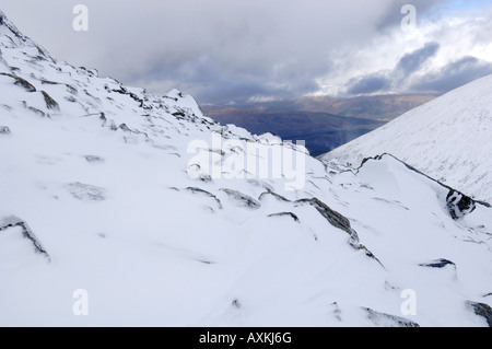 Vedute dal Ben Nevis mountain range in Southern Highlands della Scozia 13 03 2008 Foto Stock