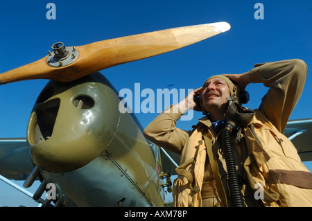 Commemorative Airshow francese a Haguenau circa il sessantesimo liberazione della Francia da parte dell'esercito americano nel 1945 nella regione Alsace Foto Stock