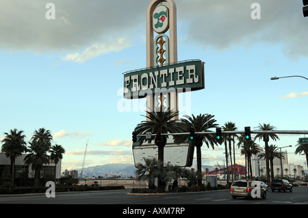 Las Vegas Febbraio 2008 Frontier Hotel demolita solo il segno rimane Foto Stock