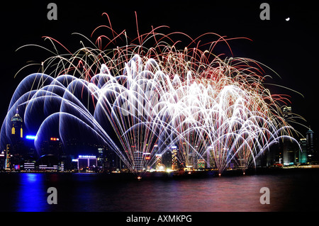 Fuochi d'artificio nel Porto Victoria Foto Stock