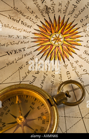Un antico bussola e direzione finder Foto Stock