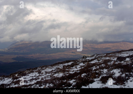 Vedute dal Ben Nevis mountain range in Southern Highlands della Scozia 13 03 2008 Foto Stock