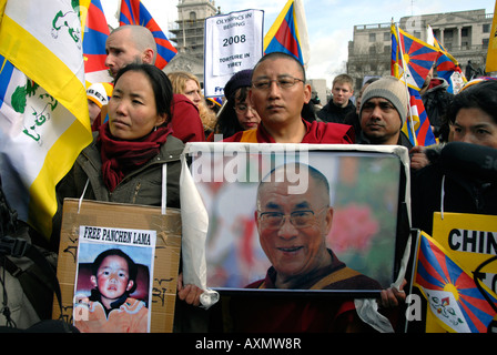 Per il Tibet libero dal cinese dimostrazione di soppressione di Londra il 22 marzo 2008. Foto Stock
