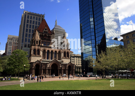 Hancock Tower, Chiesa della Trinità, Copley Square, a Boston Foto Stock