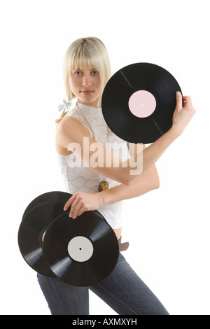 Ragazza giovane - disc jockey Foto Stock