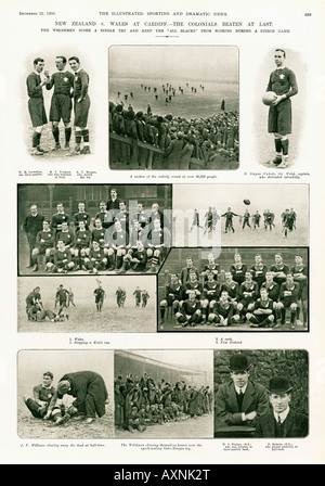 Il Galles battere gli All Blacks 1905 magazine storia su sconfiggere solo sull'originale Nuova Zelanda rugby tour della Gran Bretagna Foto Stock