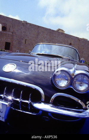 American Classic Car Chevrolet Corvette nero iniezione carburante libano Foto Stock