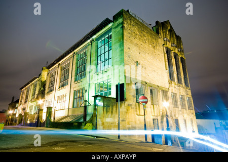 Glasgow Scuola d Arte di notte. Foto Stock
