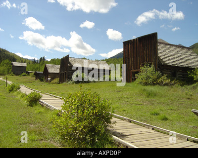 Vista generale del restaurato main street, Ashcroft Ghost Town, nei pressi di Aspen e Pitkin County, Colorado, STATI UNITI D'AMERICA Foto Stock