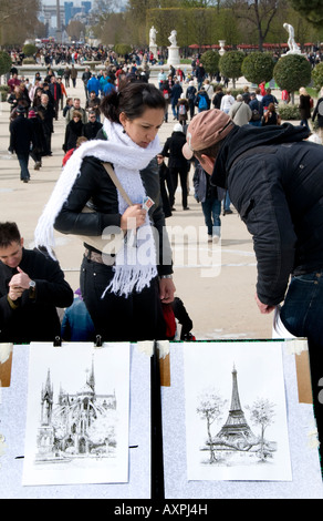 Jardin des Tuileries arte pittorica donna uomo Foto Stock