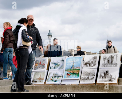 Jardin des Tuileries arte pittorica donna uomo Paris Tuileries Francia Foto Stock