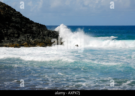 Vista sul Pasaje de San Juan dal Las Cabezas de San Juan Nature Center in Fajardo Puerto Rico Foto Stock