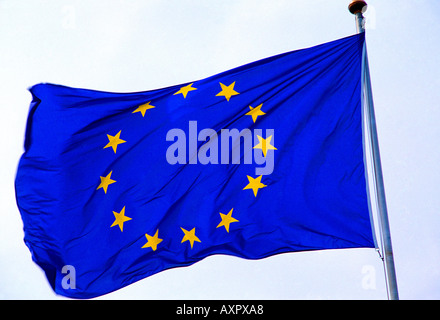 Lione Francia Place De Chazette bandiera Ue Foto Stock