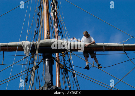 Amistad nave di schiavi sail rigging Foto Stock