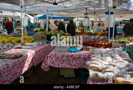 Gli amanti dello shopping in un mercato all'aperto Foto Stock