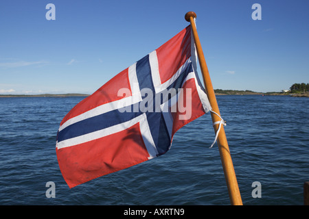 Bandiera norvegese Oslofjord Norvegia Foto Stock