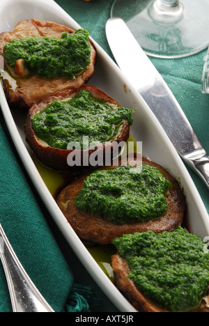 Farcite porcini - ricetta toscana - La cucina italiana Foto Stock