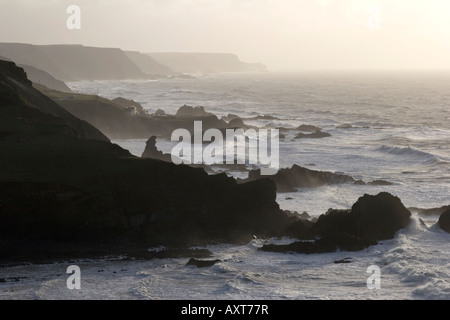 La costa e il mare in tempesta Foto Stock