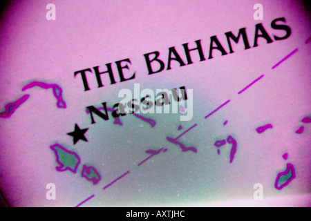 Close-up mappa delle isole Bahamas Foto Stock