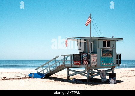 Bagnino di salvataggio, Malibu, California, Stati Uniti d'America Foto Stock