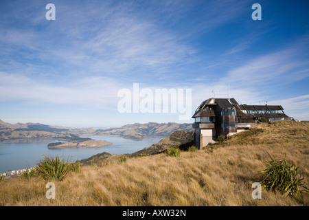 Montare Cavendish Gondola 'cavo auto' vertice superiore stazione terminale edificio in 'Porta colline di Christchurch Isola del Sud della Nuova Zelanda Foto Stock