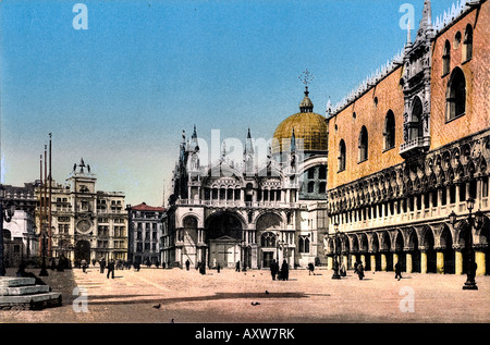 San Marco torre dell'Orologio Venezia Italia Foto Stock