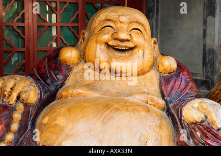 Ridere Buddha, Tanzhe tempio, Pechino, Cina e Asia Foto Stock