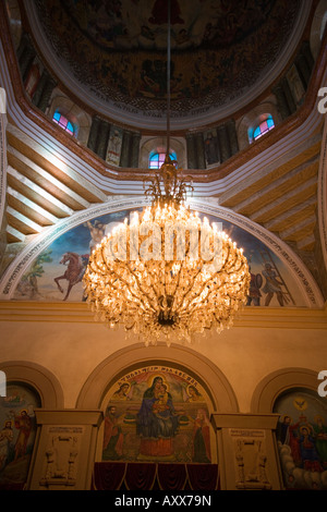 Soffitto decorato nella Santa Trinità, la più grande chiesa ortodossa nel Paese, Addis Abeba, Etiopia Foto Stock