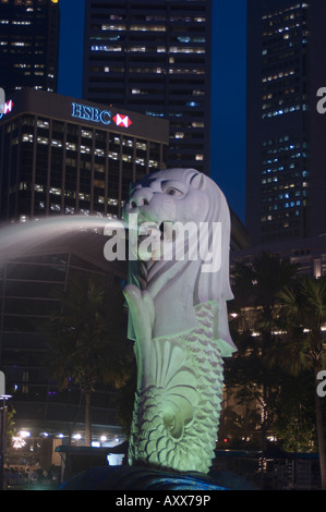 Il Merlion, Singapores simbolo nazionale, Singapore, Sud-est asiatico Foto Stock