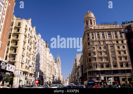 Plaza de Callao (Piazza Callao), Gran Via Avenue, Madrid, Spagna, Europa Foto Stock