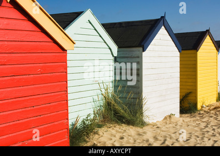 Spiaggia di capanne, Southwold, Suffolk, Inghilterra, Regno Unito, Europa Foto Stock
