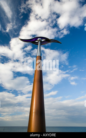 Marker al fine della Trans Pennine Trail nel Hornsea Yorkshire Foto Stock