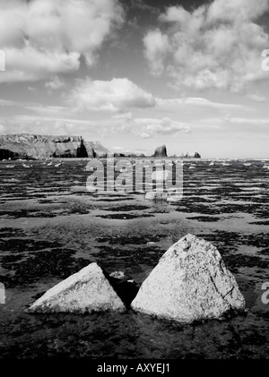 Vista su tutta Saltwick bay nei pressi di Whitby North Yorkshire, Inghilterra Foto Stock